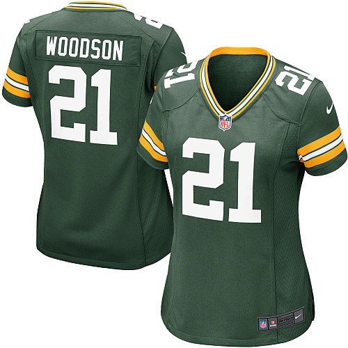 Nike Packers 21 Woodson Green Game Women Jerseys