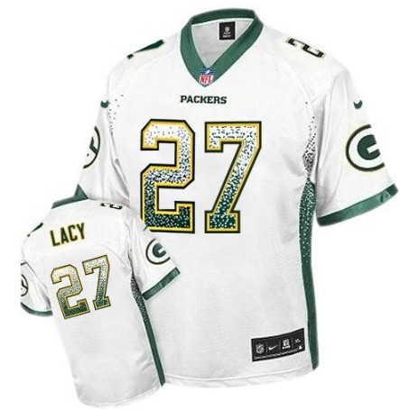 Nike Packers 27 Eddie Lacy White Elite Drift Jersey