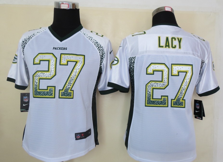 Nike Packers 27 Eddie Lacy White Women Elite Drift Jersey