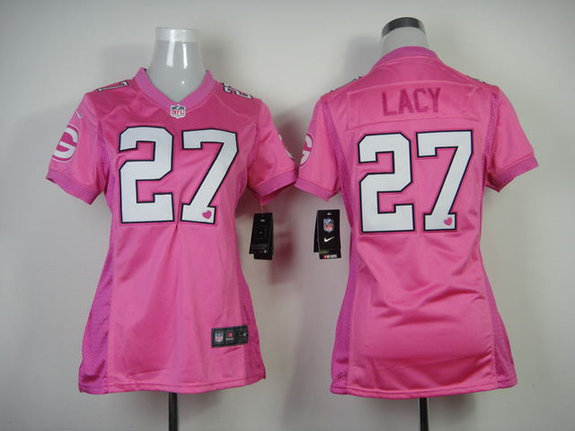 Nike Packers 27 Lacy Pink Love's Women Jerseys