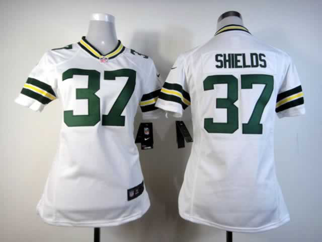 Nike Packers 37 Shields White Women Game Jerseys