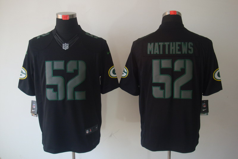 Nike Packers 52 Matthews Black Impact Limited Jerseys