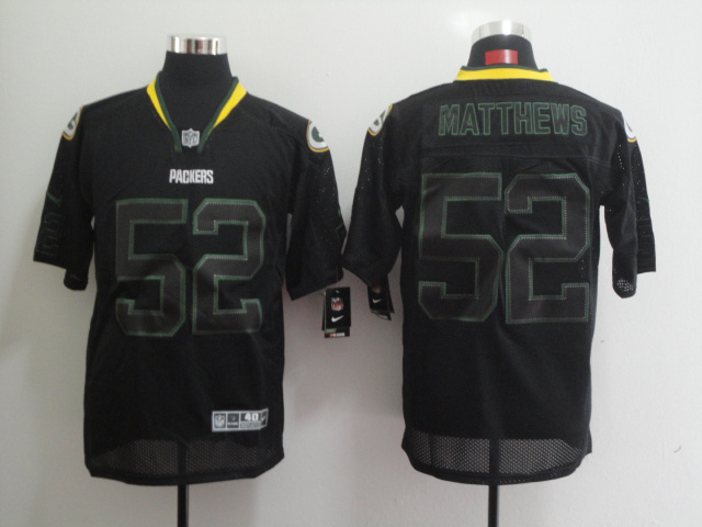 Nike Packers 52 Matthews Black Shadow Elite Jerseys