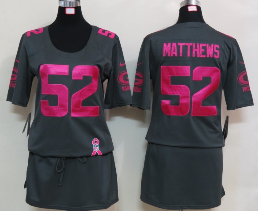 Nike Packers 52 Matthews Elite breast Cancer Awareness Dark Grey Women Jerseys