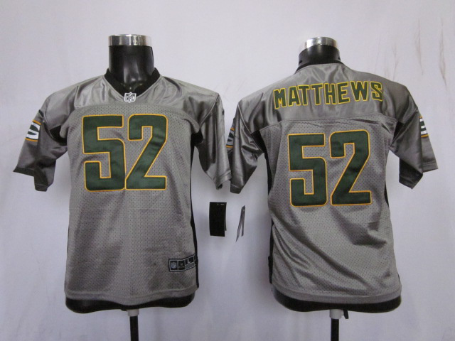 Nike Packers 52 Matthews Grey Kids Elite Jerseys
