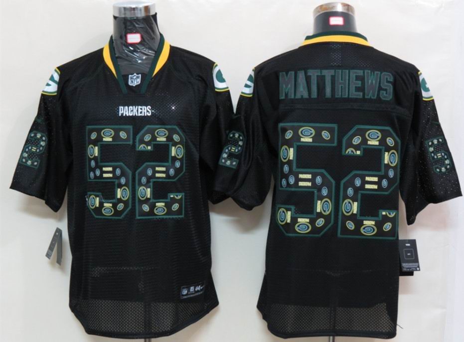 Nike Packers 52 Matthews Lights Out Black Elite Jerseys