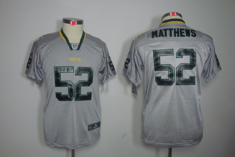 Nike Packers 52 Matthews Lights Out Grey Elite Kids Jerseys