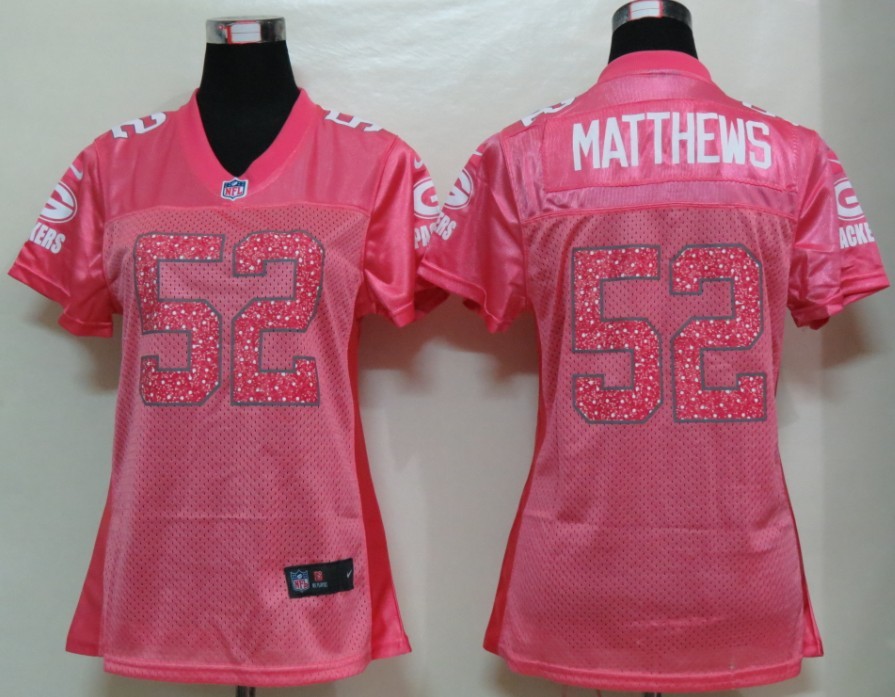 Nike Packers 52 Matthews Pink Fem Fan Women Elite Jerseys