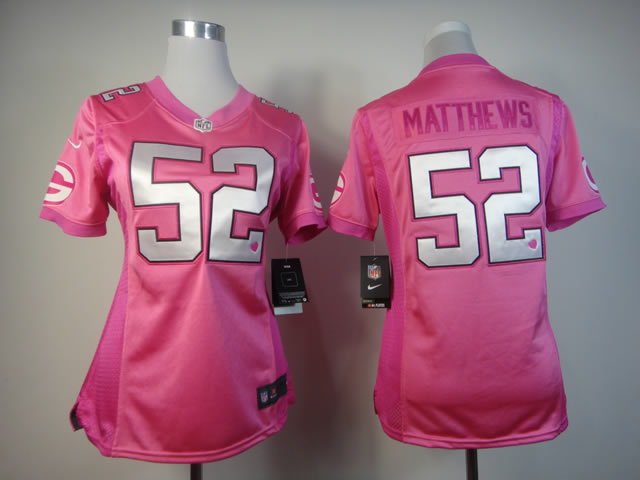 Nike Packers 52 Matthews Pink Love's Women Jerseys