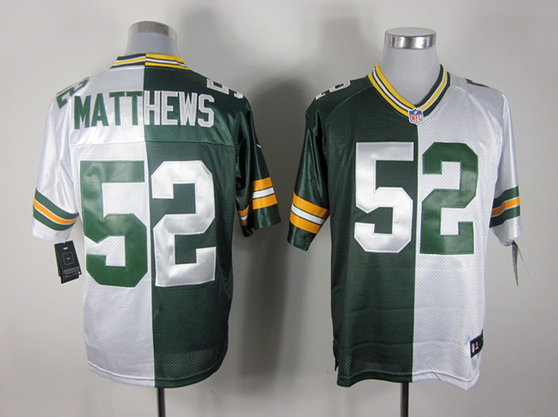 Nike Packers 52 Matthews White&Green Split Elite Jerseys