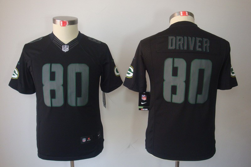 Nike Packers 80 Driver Black Impact Kids Limited Jerseys