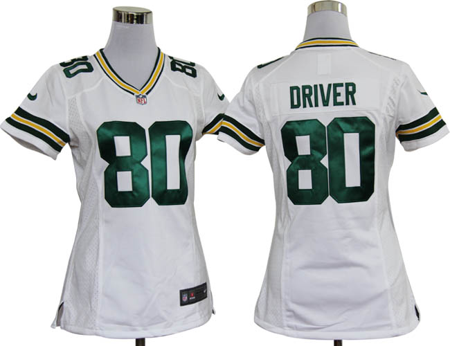 Nike Packers 80 Driver White Game Women Jerseys - Click Image to Close