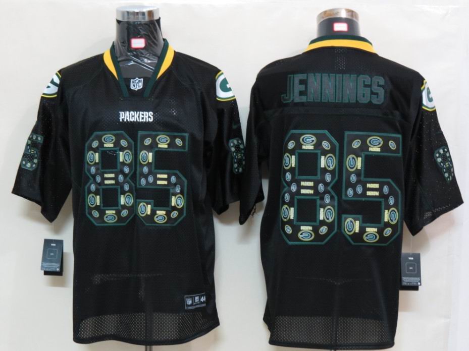 Nike Packers 85 Jennings Lights Out Black Elite Jerseys