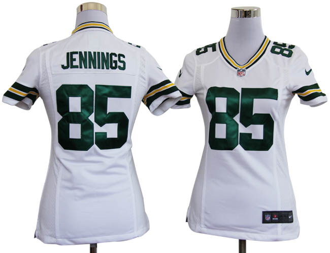 Nike Packers 85 Jennings White Game Women Jerseys