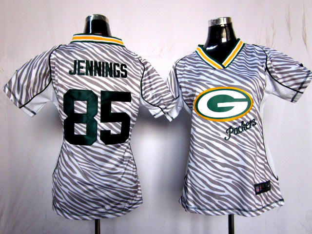 Nike Packers 85 Jennings Women Zebra Jerseys
