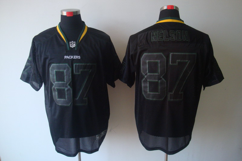 Nike Packers 87 Nelson Black Elite Jerseys