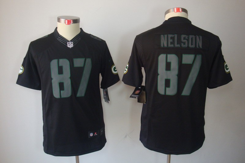 Nike Packers 87 Nelson Black Impact Kids Limited Jerseys