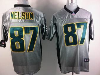 Nike Packers 87 Nelson Grey Elite Jerseys