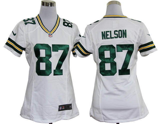 Nike Packers 87 Nelson White Game Women Jerseys