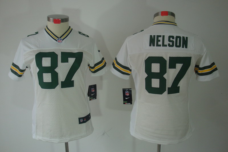 Nike Packers 87 Nelson White Women Elite Jerseys
