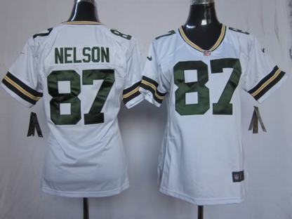 Nike Packers 87 Nelson White Women Game Jerseys