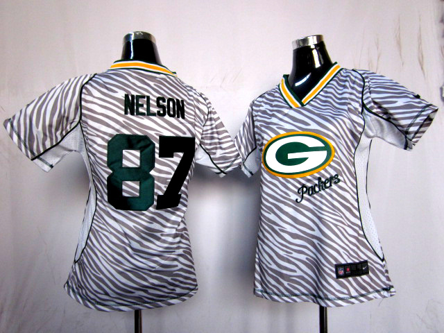 Nike Packers 87 Nelson Women Zebra Jerseys - Click Image to Close