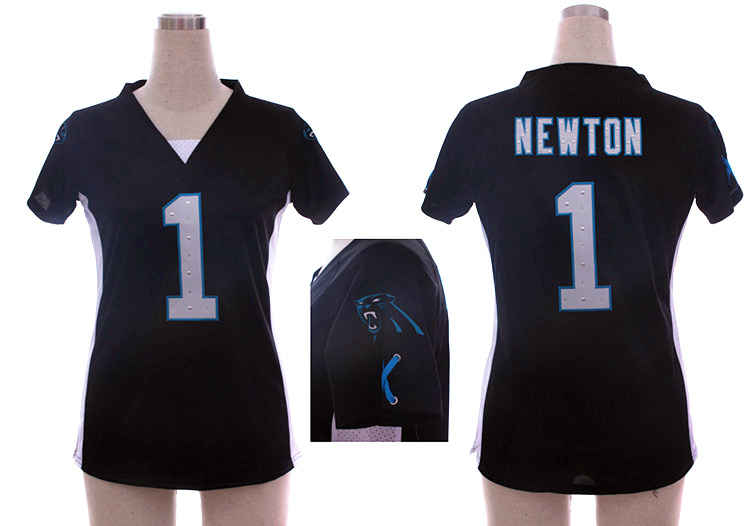 Nike Panthers 1 Cam Newton Black Women Draft Him II Top Jerseys