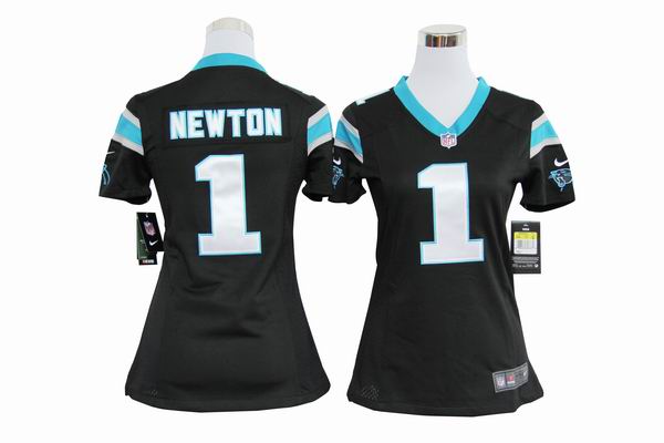 Nike Panthers 1 Newton Black Game Women Jerseys - Click Image to Close