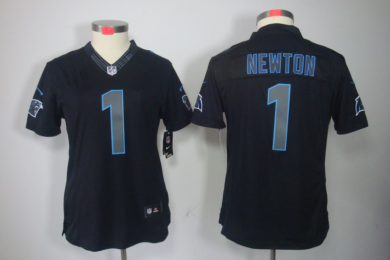 Nike Panthers 1 Newton Black Impact Women Limited Jerseys