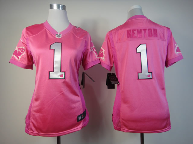 Nike Panthers 1 Newton Pink Love's Women Jerseys - Click Image to Close