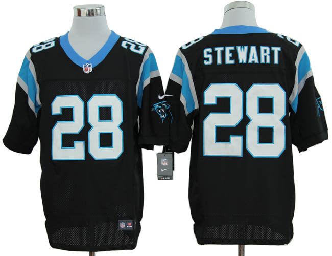Nike Panthers 28 Stewart black Elite Jersey