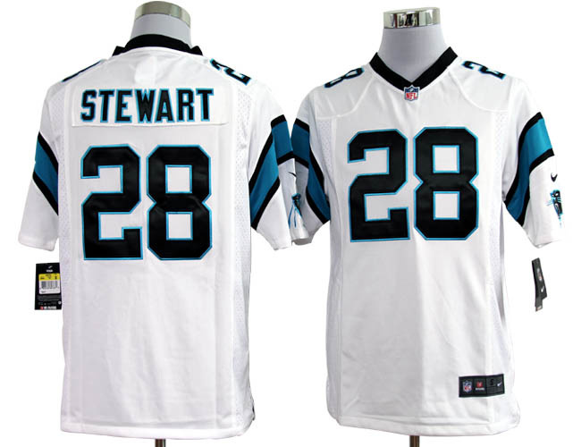 Nike Panthers 28 Stewart white Game Jerseys - Click Image to Close