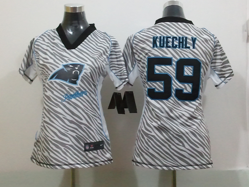 Nike Panthers 59 Kuechly Women Zebra Jerseys
