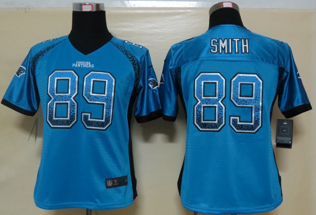 Nike Panthers 89 Smith Blue Women Elite Drift Jersey