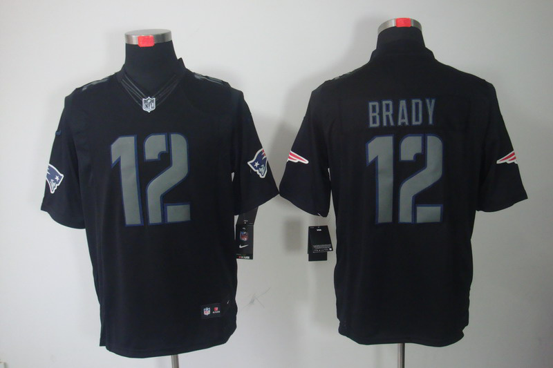 Nike Patriots 12 Brady Black Impact Limited Jersey