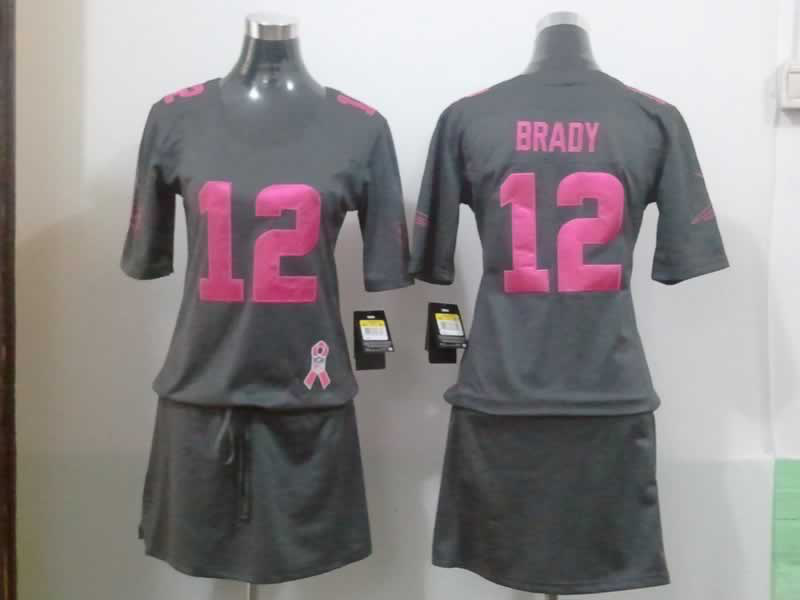 Nike Patriots 12 Brady Grey Women Game Skirts