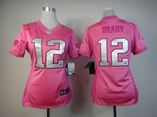 Nike Patriots 12 Brady Pink Love's Women Jerseys