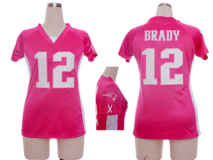 Nike Patriots 12 Brady Pink Women Draft Him II Top Jerseys
