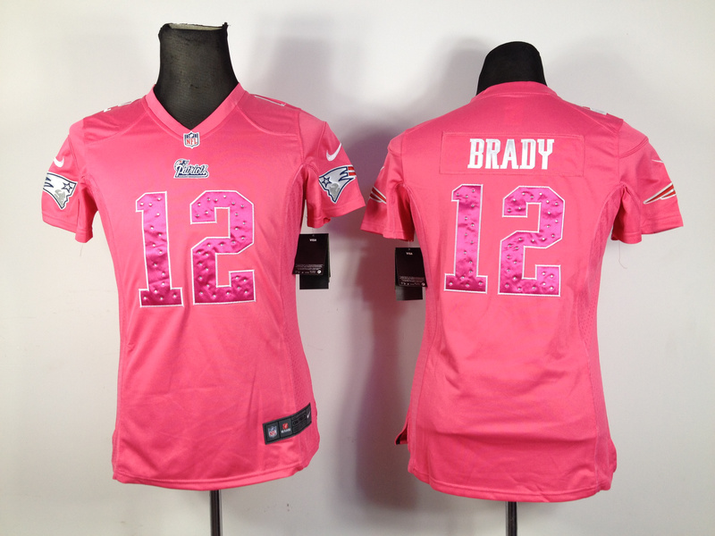 Nike Patriots 12 Brady Pink Women Jerseys