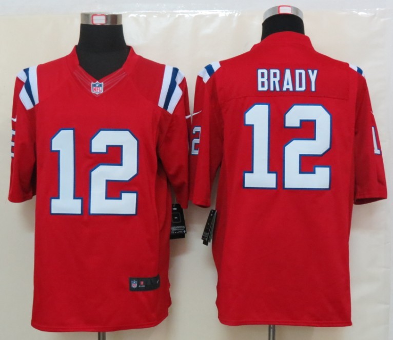 Nike Patriots 12 Brady Red Limited Jerseys