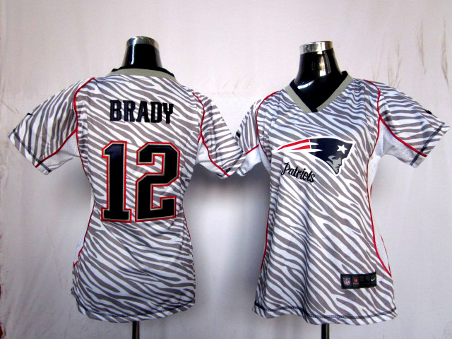 Nike Patriots 12 Brady Women Zebra Jerseys