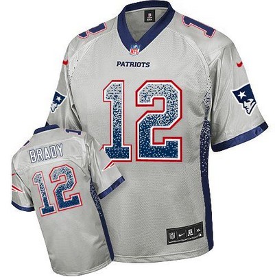 Nike Patriots 12 Tom Brady Grey Elite Drift Jersey