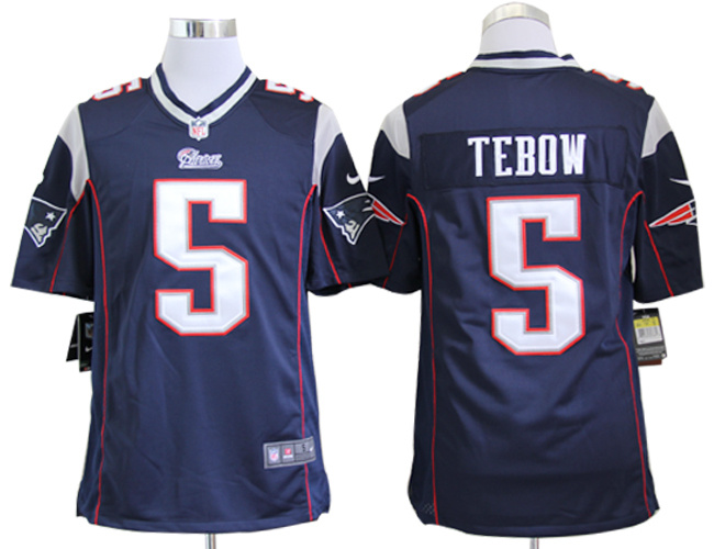 Nike Patriots 5 Tebow Blue Game Jerseys