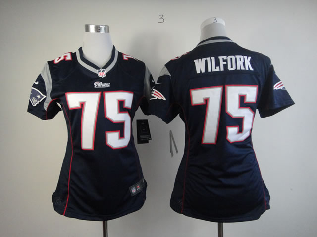 Nike Patriots 75 Wilfork Blue Women Game Jerseys - Click Image to Close