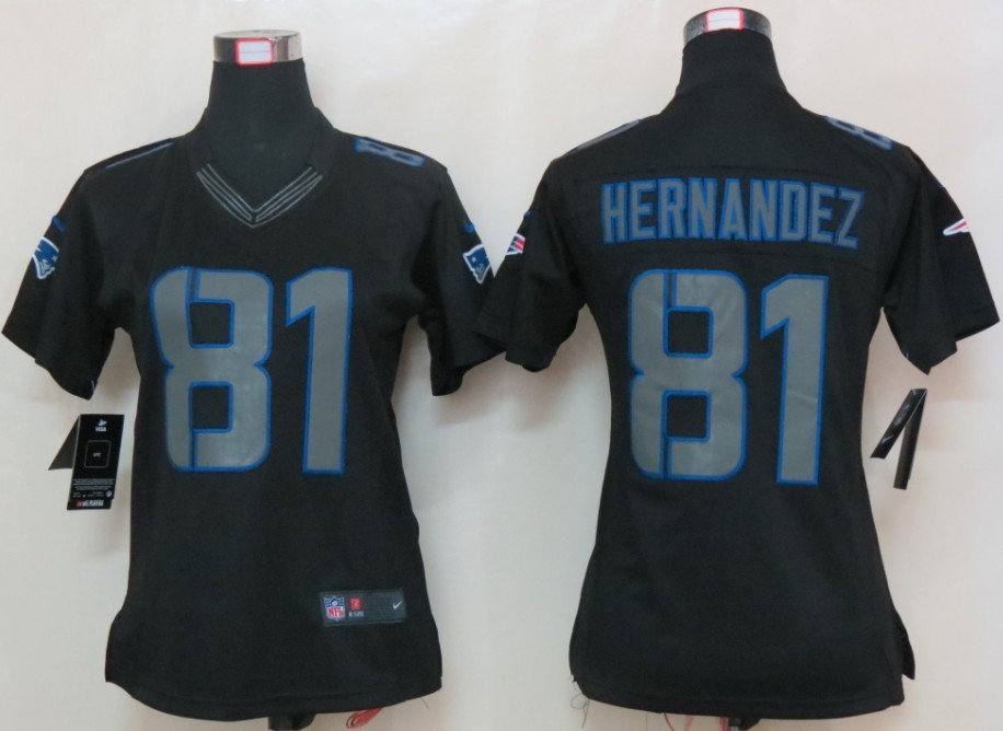 Nike Patriots 81 Hernandez Black Impact Women Limited Jerseys