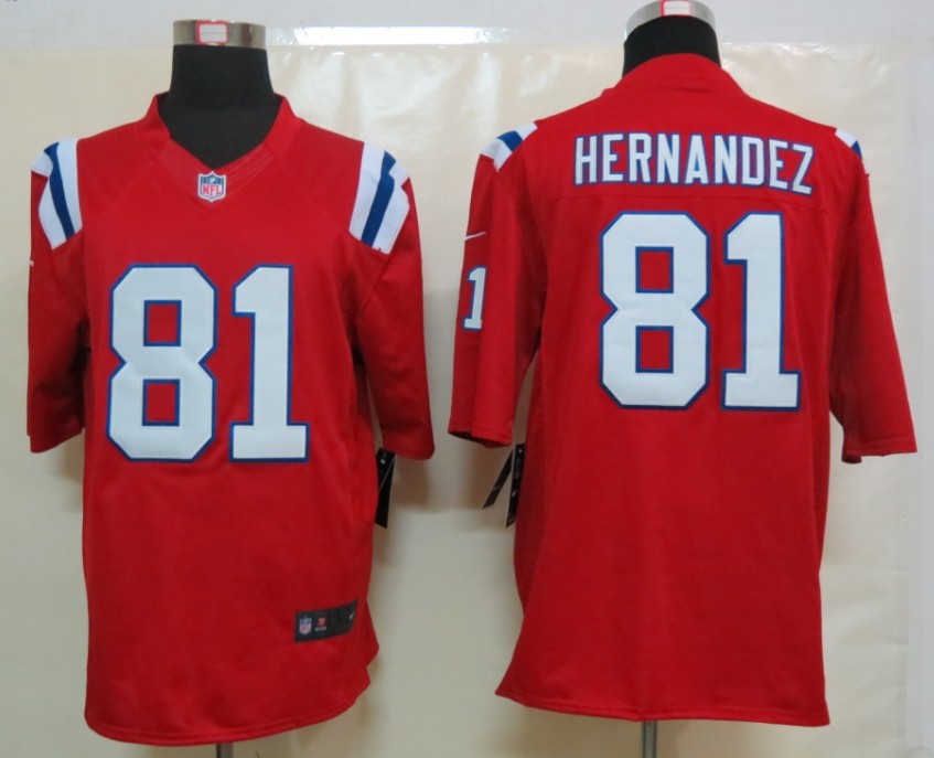 Nike Patriots 81 Hernandez Red Limited Jerseys