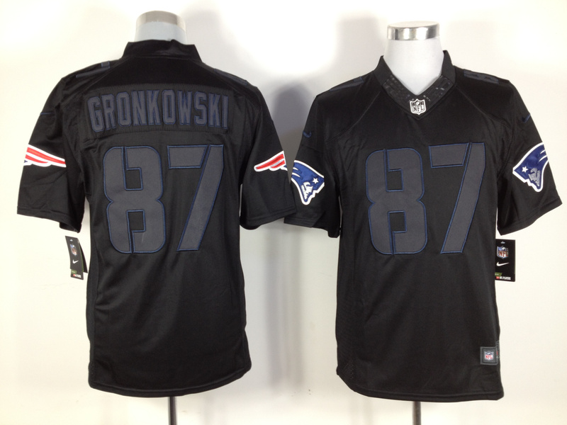 Nike Patriots 87 Gronkowski Black Impact Limited Jerseys