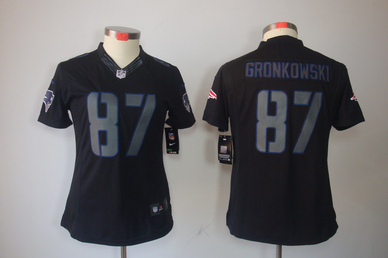 Nike Patriots 87 Gronkowski Black Impact Women Limited Jerseys
