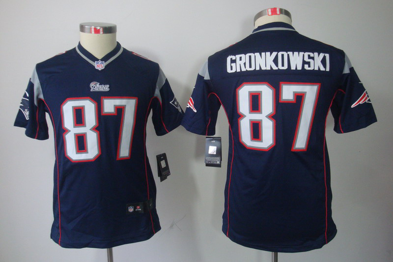 Nike Patriots 87 Gronkowski Blue Kids Limited Jerseys