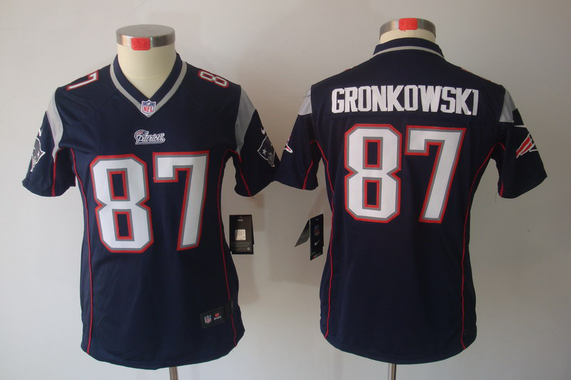 Nike Patriots 87 Gronkowski Blue Women Limited Jerseys